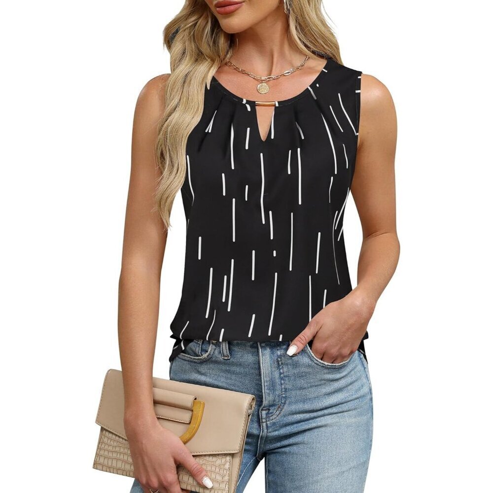 Blooming Jelly Womens Black Stripe Sleeveless Basic Loose Casual Summer Tank Top